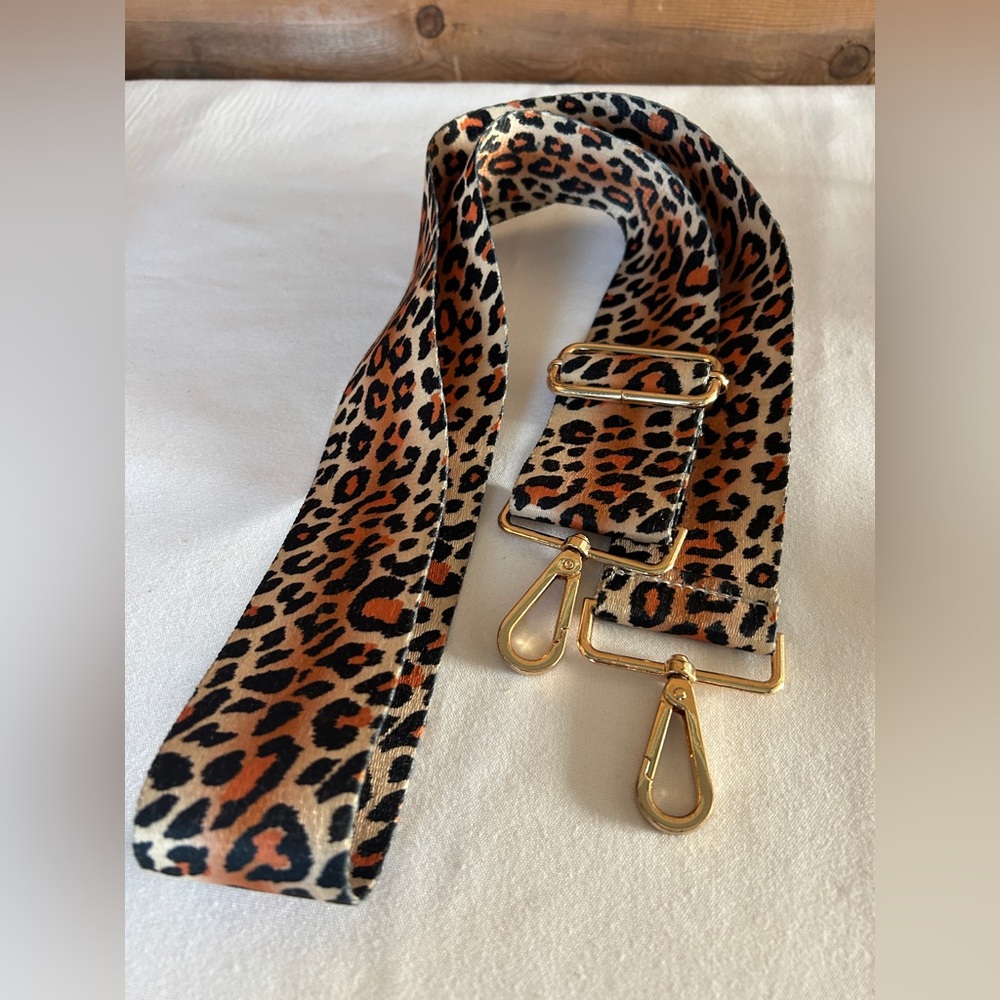 Leopard Print Adjustable Purse Strap Gold Hardware Crossbody Bag Strap